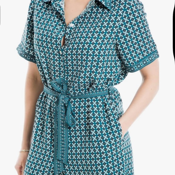 Max Studio Women's Button Top Collared Wide Leg Jumpsuit w/Front Waist Tie Small - Picture 5 of 7